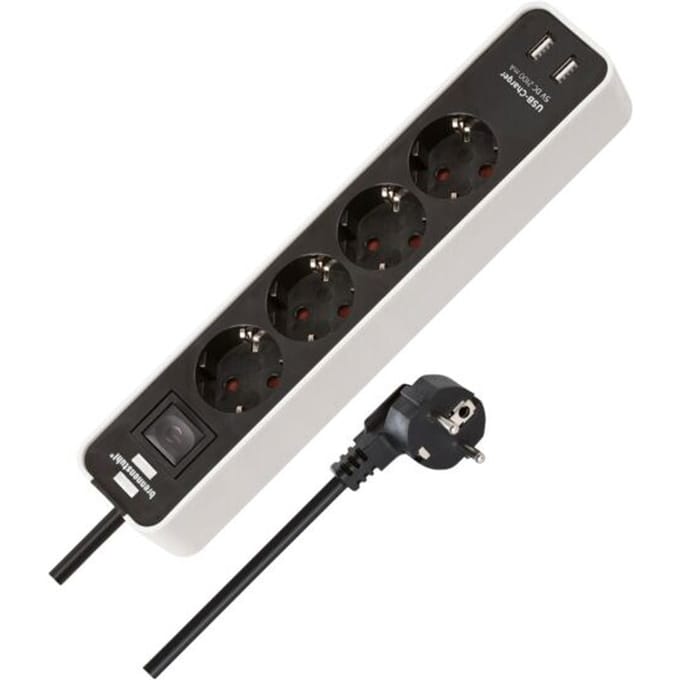 Verdeeldoos met 4 aansluitingen en 2x USB-A Brennenstuhl Ecolor