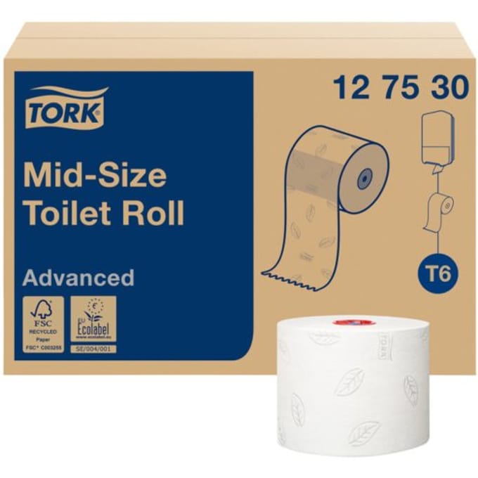 Tork 127530 Midi Toiletpapier T6 Advanced 2-laags Wit 27 Rollen (127530)