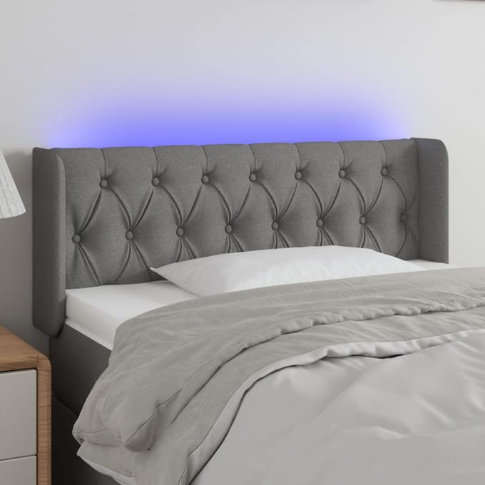 vidaXL - Hoofdbord - LED - 103x16x78/88 - cm - stof - donkergrijs