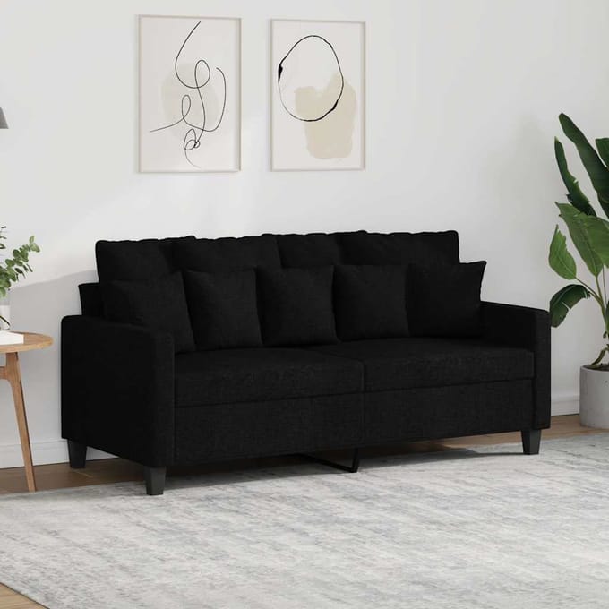 Vidaxl Bank 2-persoons, Zwart, 140 Cm, Bekleed met Stof