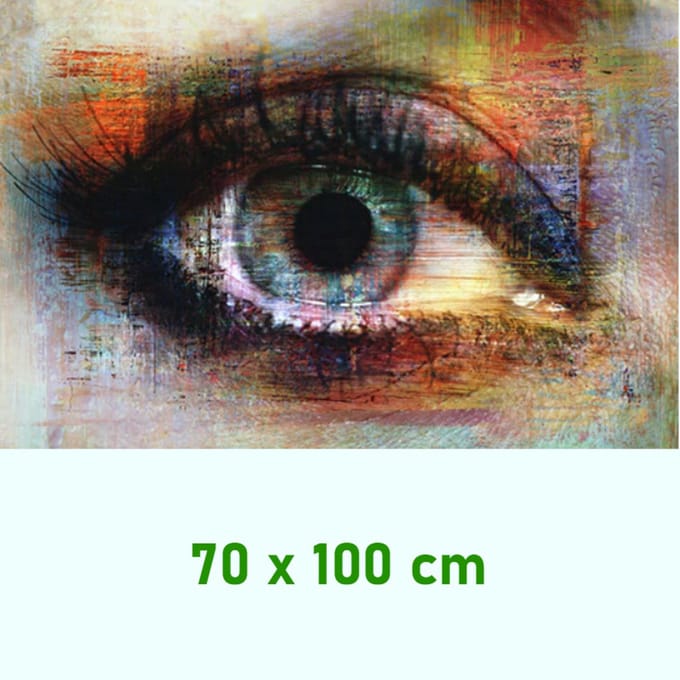 Allernieuwste.nl® Canvas Schilderij Het Oog in Graffiti - Kunst aan je Muur - Modern Graffiti - Kleur - 70 x 100 cm