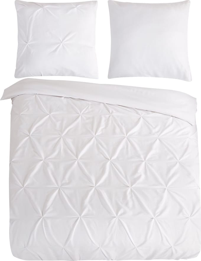 Pure dekbedovertrek luxe stiksel plooien - Lits jumeaux 240x200/220 cm - Wit - Microvezel