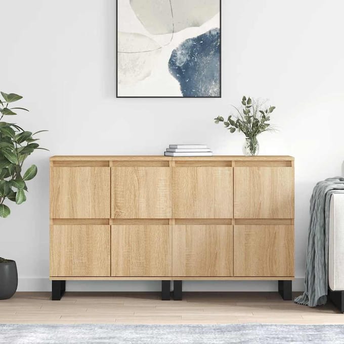 vidaXL - Dressoirs - 2 - st - bewerkt - hout - sonoma - eikenkleurig