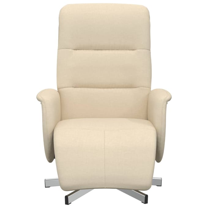 vidaXL - Fauteuil - verstelbaar - met - voetensteun - stof - crèmekleurig