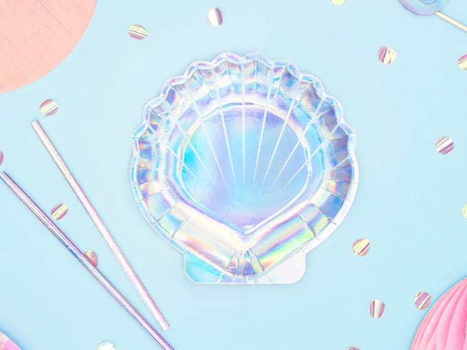 PartyDeco - Schelp Iridescent - 6 stuks - Feestdecoratie - Iridescent - Papier -