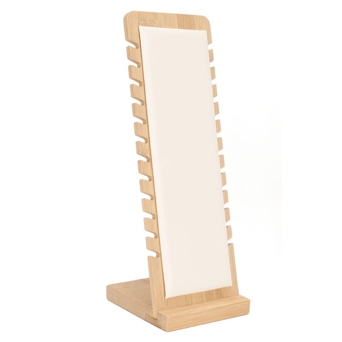 Support d'exposition de collier en bambou Support organisateur blanc professionnel pour collier bracelet pour bijoux white