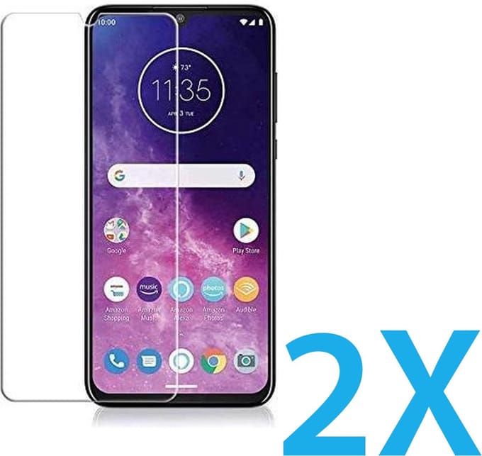 Glasplaatje Geschikt voor: Motorola Moto One Zoom - 2x Screenprotector - screen protector - glas - bescherm - beschermglas
