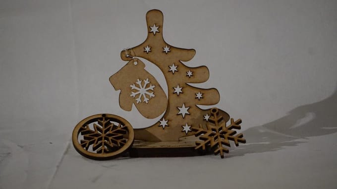 Kerstkaart - hout - set van 3- Kerstboompje met hangers