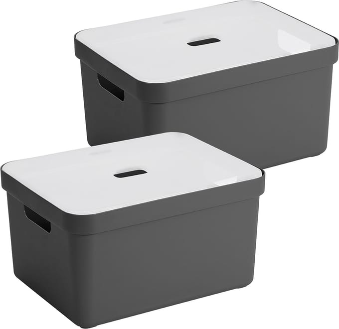 Sunware Sigma Home opbergbox 32L - Set van 2 - Antraciet/Transparant