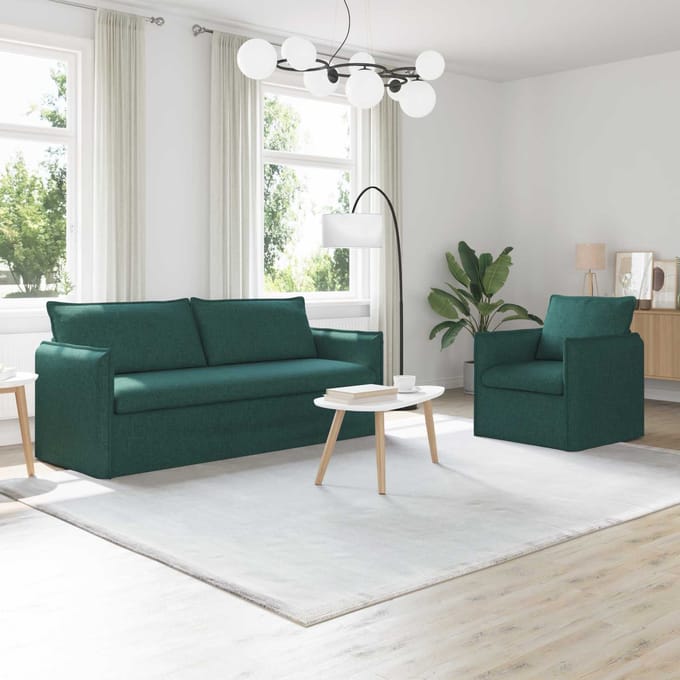 vidaXL Bankstel 2 pcs Donkergroen 196 x 82 x 85 cm Stof