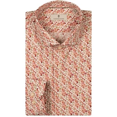 Thomas Maine Overhemd Multicolor Fantasy Floral Pattern Roma Modern Kent Rood-Bruin / male
