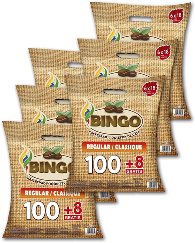Bingo Regular Koffiepads - 6 x 108 Pads