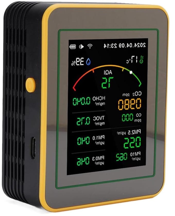 Luchtkwaliteitsmeter - CO2 tester - Binnenklimaat meten - 15 in 1 detectie - Compact formaat - Zwart