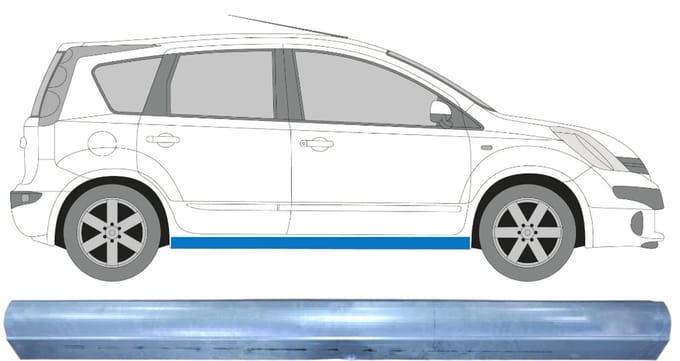 Reparatie dorpel voor Nissan Note 2006-2013 / Links = Rechts (symmetrisch)
