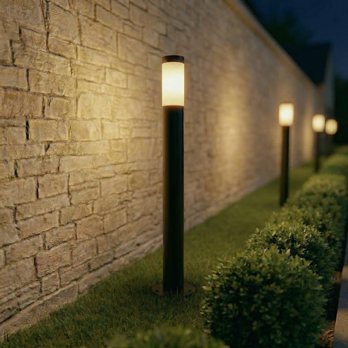 Lindby Statius tuinpadverlichting, antraciet/opaal, ijzer, 100 cm