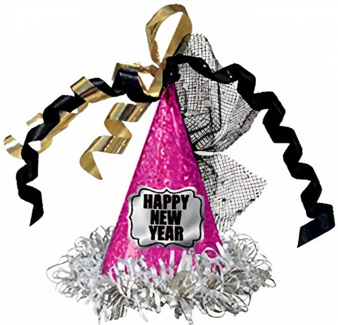 Haarclip Happy New Year hoed 7,6 x 8,2 cm