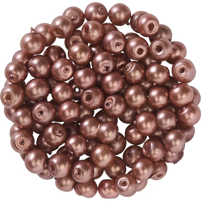 Glasparels, Ø 4 mm, 100 stuks - Lichtbruin