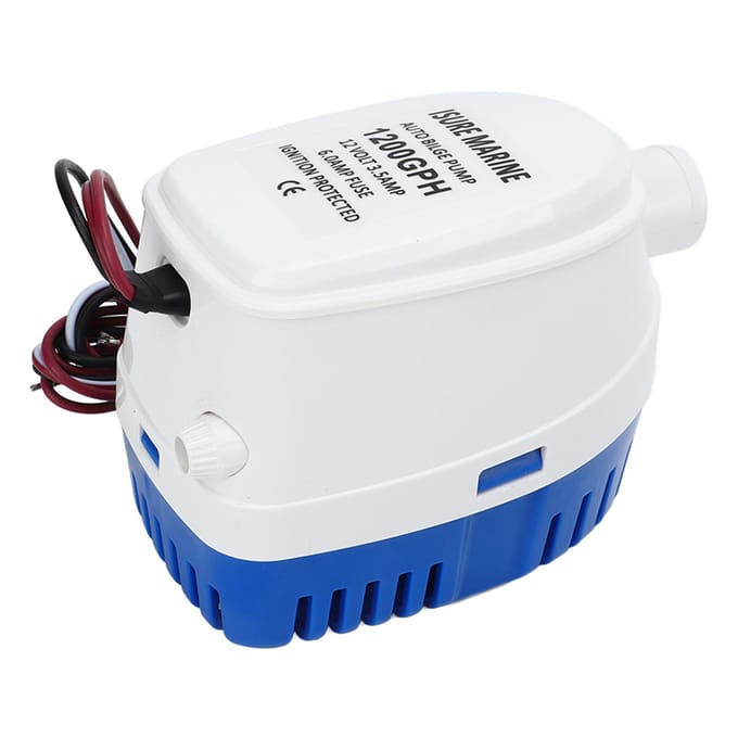 Automatische Dompelboot Lenswaterpomp 12V Kunststof Bootaccessoires met Vlottenschakelaar 1200GPH white
