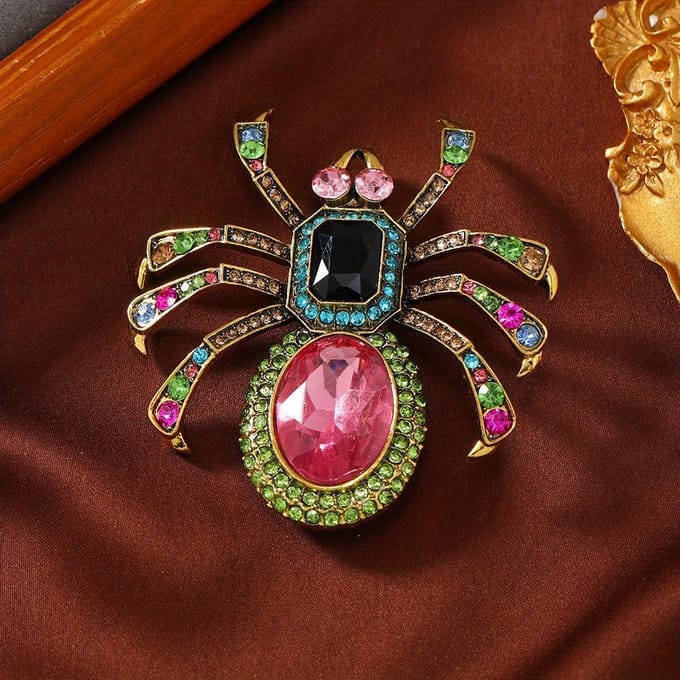 Exquise Temperament Roze Ovaal Kristal Grote Spin Broche Mode Trend Jurk Speld Retro Corsage black