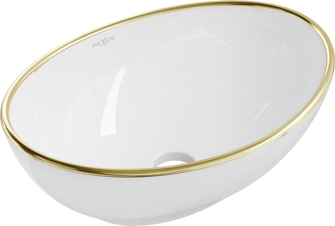 Mexen Elza opbouw wastafel 40 x 33 cm, wit/gouden rand - 21014005