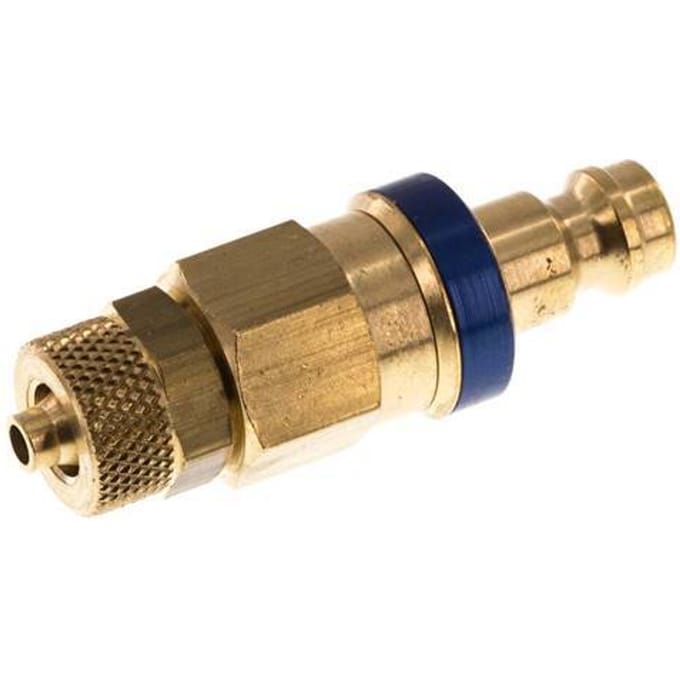 Messing DN 5 Blauw Luchtkoppeling Insteeknippel 4x6 mm Push-On Double Shut-Off - CLP5-N-B-BLU-SV-4