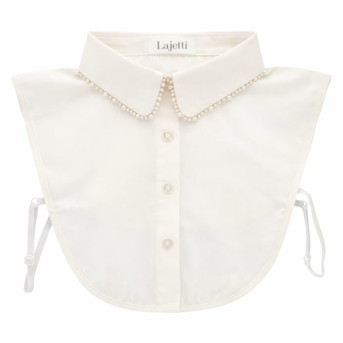 Lajetti - Wit Kraagje met Kraaltjes - Dames Blouse Kraagje Los