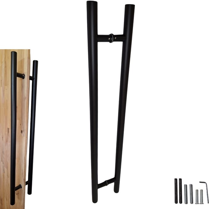 Hoexs Deurgreep – 90 cm – Zwart RVS – Hartafstand 70 cm – Set van 2 – Inclusief Montage