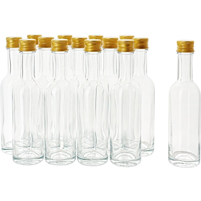 VBS Glazen flessen met schroefdop, ca. 60 ml, 14 stuks