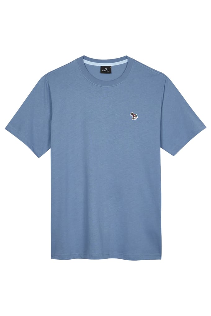 Paul Smith Mens Reg Fit Ss Tshirt Zebra Badge Greyish Blue Größe: 3XL | Basic T-Shirts Outlet | Herren | Blau