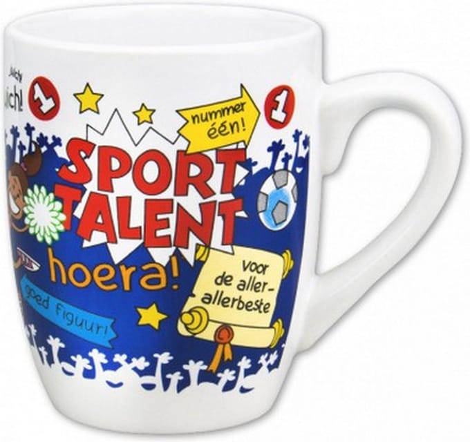 mok cartoon-stijl sporttalent keramiek 325ml wit