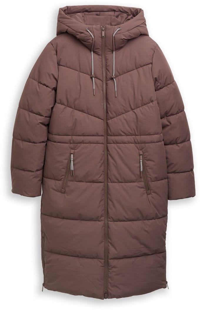 Tom Tailor Denim - Pufferjas met capuchon - Maat S - soft chocolate brown