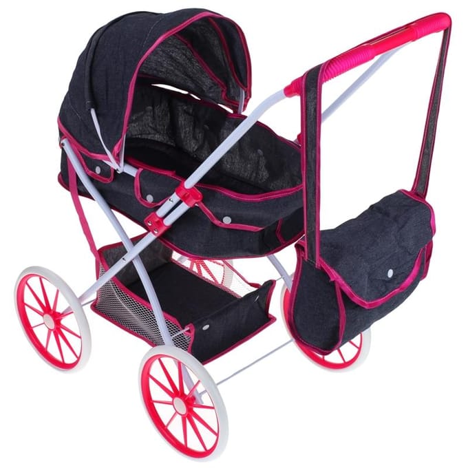 Poussette Pour Poupées Profonde Nacelle Poussette Capote Pliante Roues en Mousse