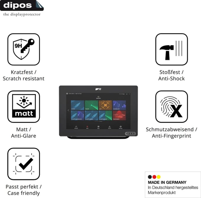 dipos – 2x Matte Pantserfolie geschikt voor Raymarine Axiom+ 9 | 9H Screenprotector