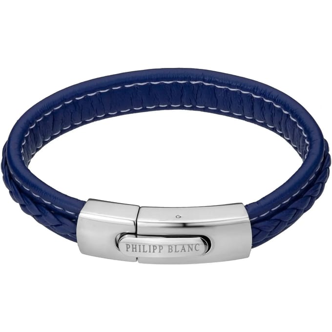 Echt leer en roestvrij stalen armband Philipp Blanc Henry