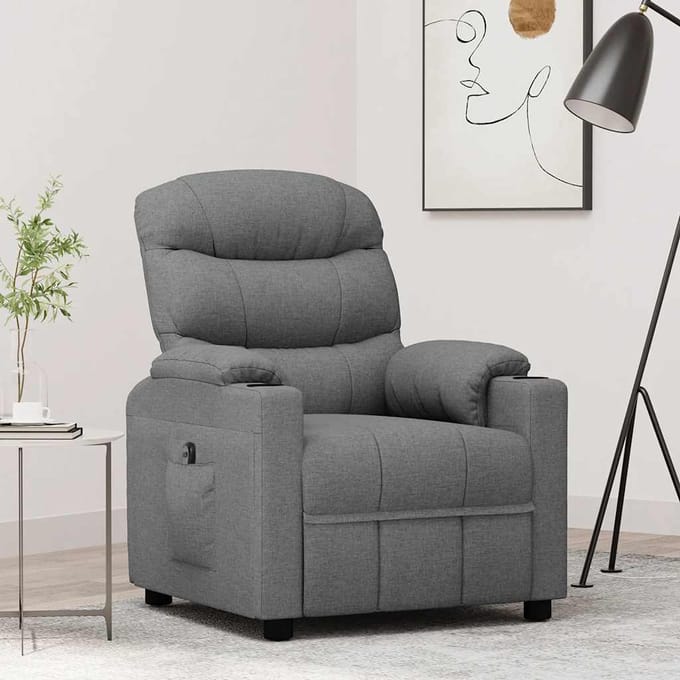 vidaXL - Fauteuil - elektrisch - verstelbaar - stof - lichtgrijs