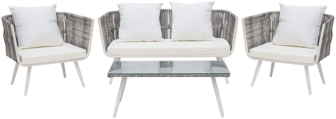 RAGUSA - Loungeset voor 4 - Gebroken wit - PE rotan