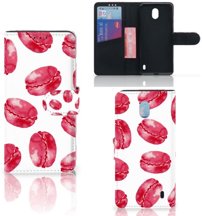 Nokia 1 Plus Book Cover Pink Macarons