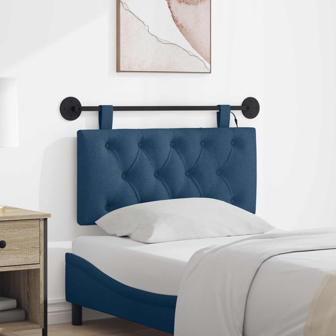 vidaXL - Hangend - hoofdbord - Met - LED-verlichting - Blauw - Stof