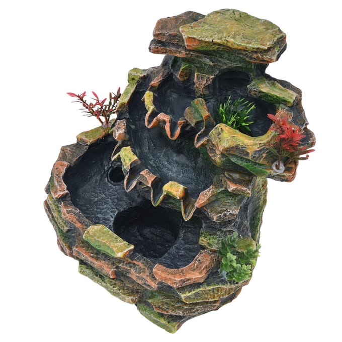 Desktop Fontein Binnen Waterval Rotsenlandschap Elektrische Decoratie met Verstuiver voor Huis Kantoor black