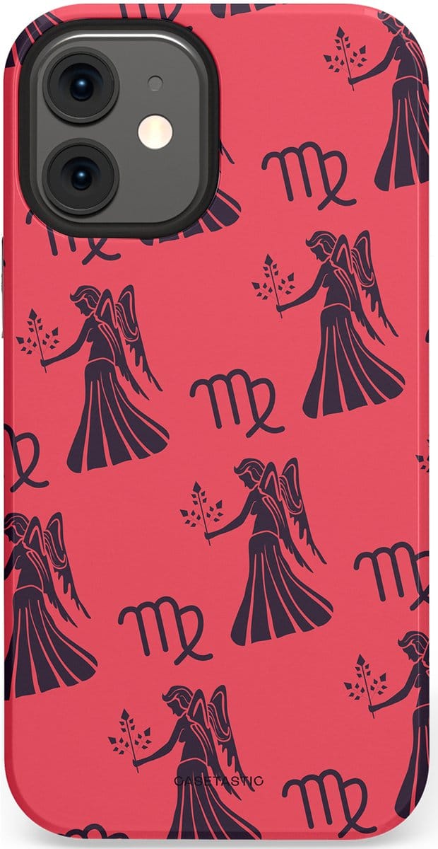 Casetastic hoesje geschikt voor Apple iPhone 12 Mini - Dubbellaagse bescherming - Zodiak maagd - Fashion Case - Koraal Donkergrijs