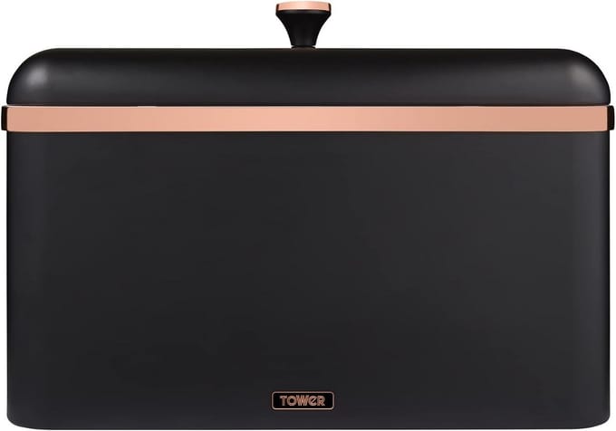 Ruime Broodtrommel Zwart Roségoud - Duurzaam Staal met Afneembaar Deksel