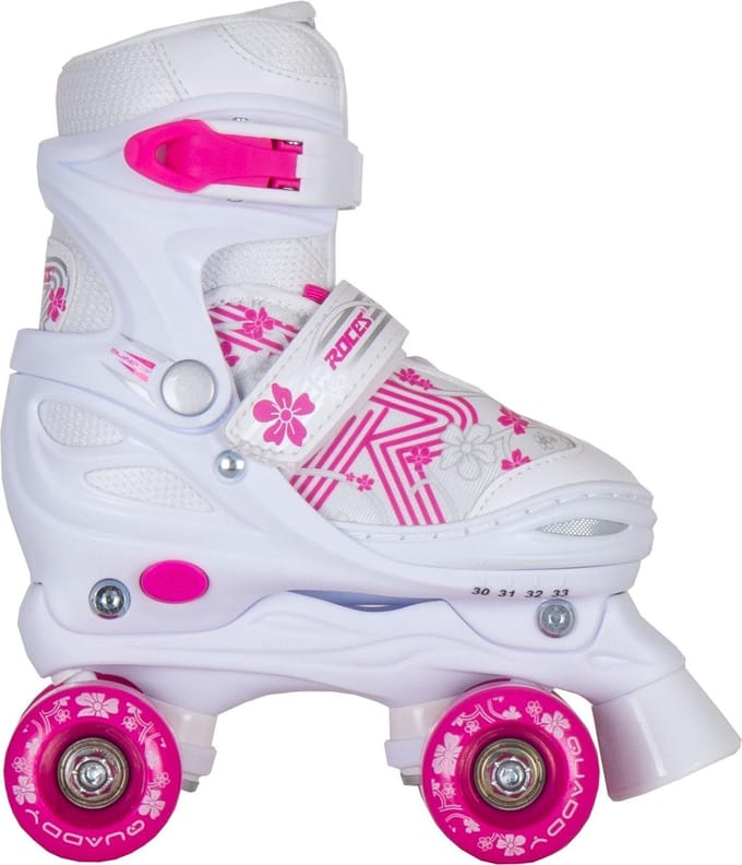 Roces - Quaddy 3.0 - Rolschaatsen - Kinderen - Wit - Roze - 38-41