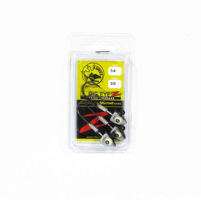 Tackle Tactics TT Big EyeZ Tête plombée 1/4oz 3/0 Argent Noir Glow EyeZ (5017)
