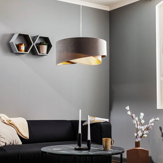 Maco Design Hanglamp Vivien driekleurig grijs/beige/goud