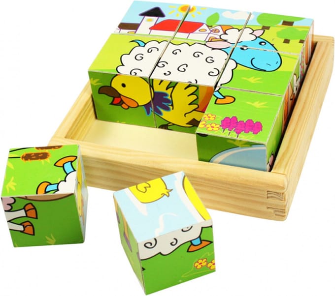 Blokpuzzel Boerderij - BIGJIGS - Compact Formaat - Puzzel Dieren