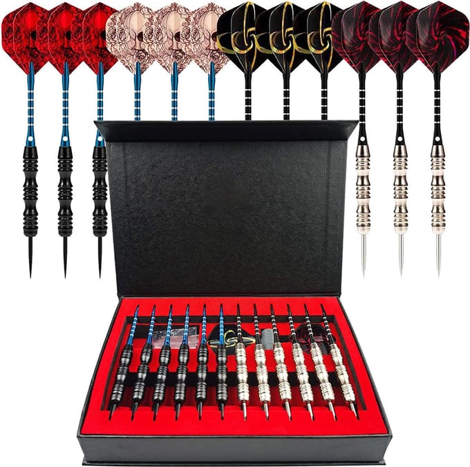 Dartpijlen 20 gram - Darts set 12 stuks - Extra Dart flights en Shafts Dartscase