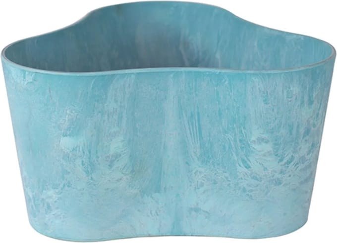 Artstone bloempot triangle Claire aqua 20 x 11 cm