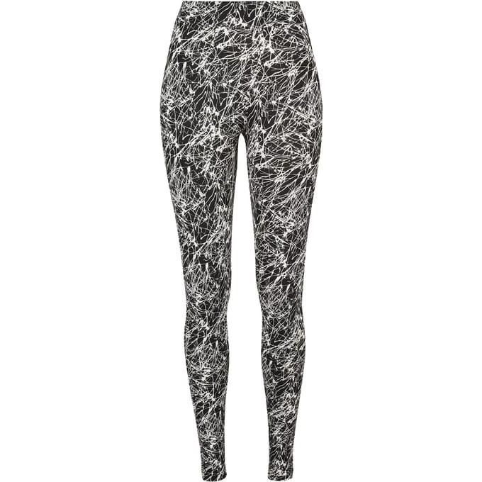 Urban Classics - Soft AOP blackpaint Legging - XS - Zwart/Wit
