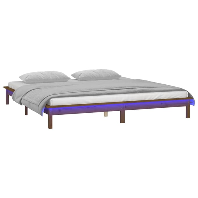 vidaXL - Bedframe - LED - hout - honingbruin - 120x190 - cm