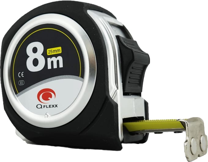 Q Flexx Rolbandmaat - Abs-behuizing Met Uv-laag - 8 M